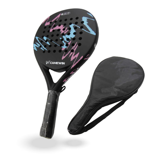 Pala de Pádel Black Edition con Funda –Diseño Vintage Pro Negra con Rosado