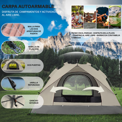 Carpa Iglú Compacta para 2-3 Personas color beige