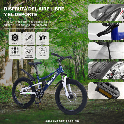 Bicicleta MTB Aro 20 Azul Doble Suspension