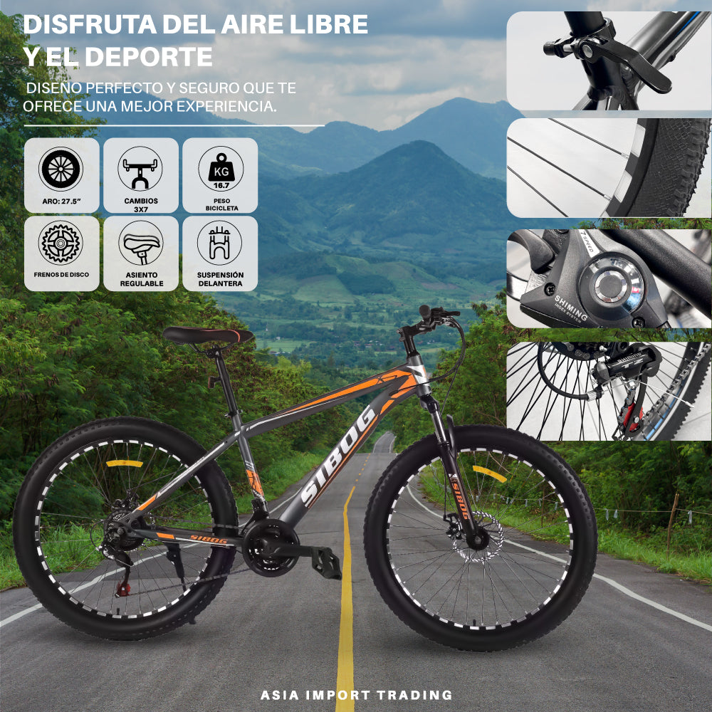 Bicicleta Mountain Bike Aro 27,5 Naranja