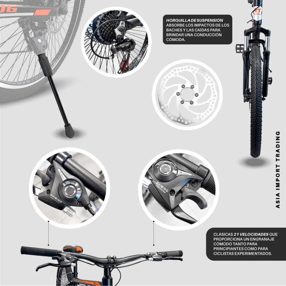Bicicleta Mountain Bike Aro 27,5 Naranja