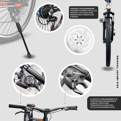 Bicicleta Mountain Bike Aro 27,5 Naranja