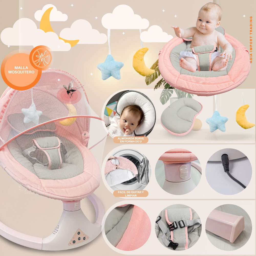 Silla Mecedora Automática color Rosado