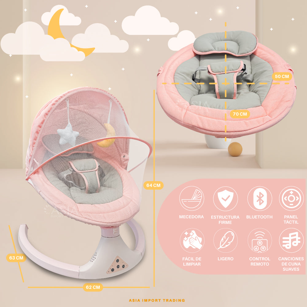 Silla Mecedora Automática color Rosado