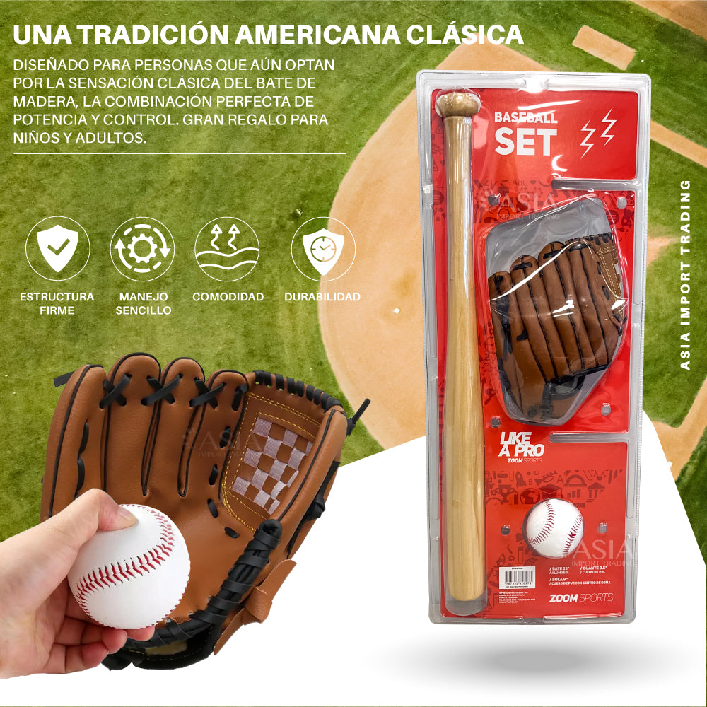Set de Baseball Bate Madera