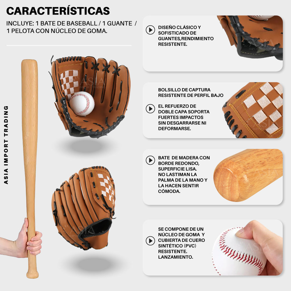 Set de Baseball Bate Madera