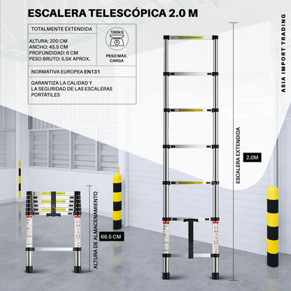 Escalera Retractil Telescopica 2.0 mt