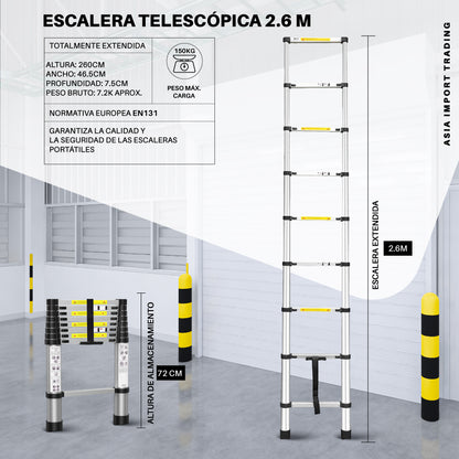 Escalera Retractil Telescopica 2.6 mt