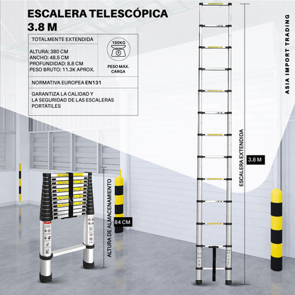 Escalera Retractil Telescopica 3.8 mt