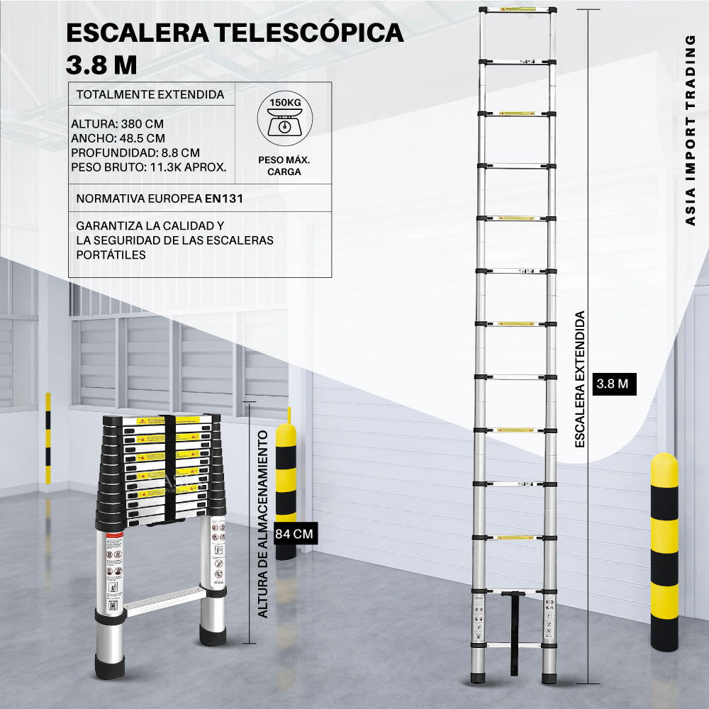 Escalera Retractil Telescopica 3.8 mt - Asiaimportchile