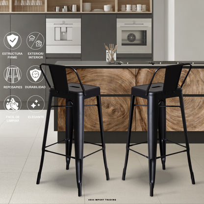 Silla de Bar Negra con respaldo