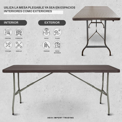 Mesa Plegable Cafe 180cm tipo Maleta