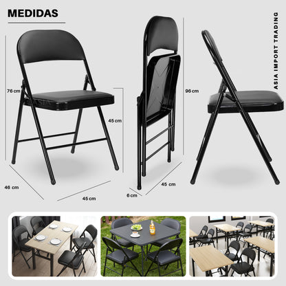 Silla Plegable Negra Acolchada