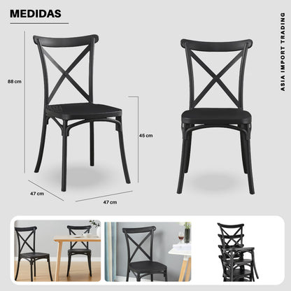 Silla Negra con Respaldo Cruzado