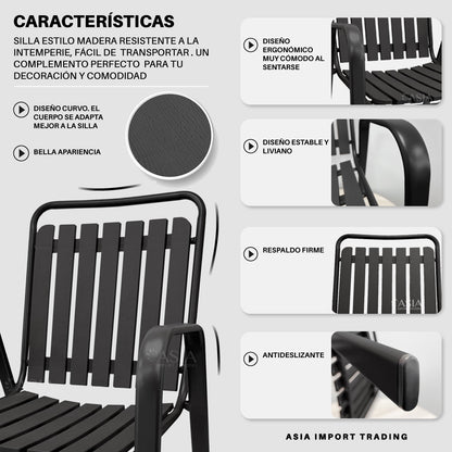 Silla de Terraza estilo Madera Negra