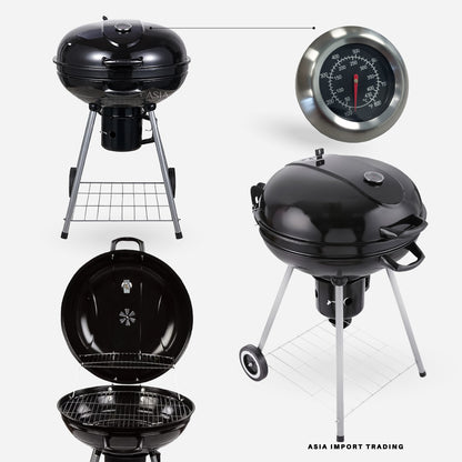 Parrilla a Carbón con Tapa y Ruedas – Tipo Kettle 43 cm