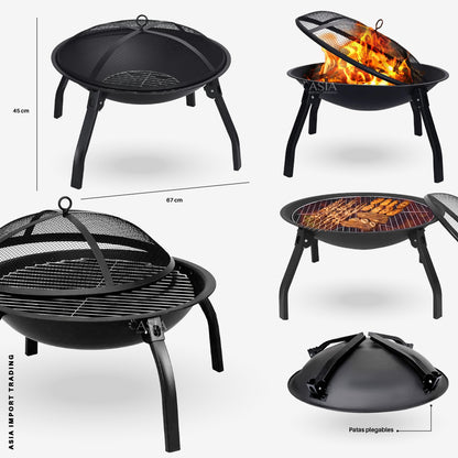 Brasero Parrilla redondo con tapa